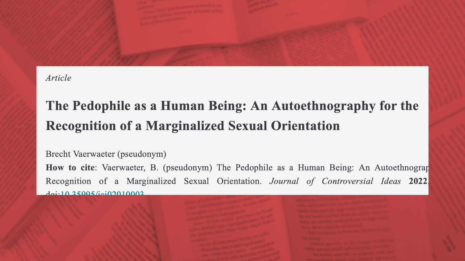 Pedophile Publishes Article About Sexual Attraction to Young Boys in  Academic Journal - Reduxx
